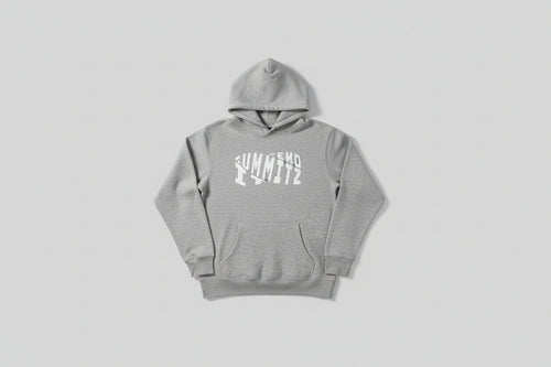 Gray hoodie with 'Summitz' logo on a textured surface
